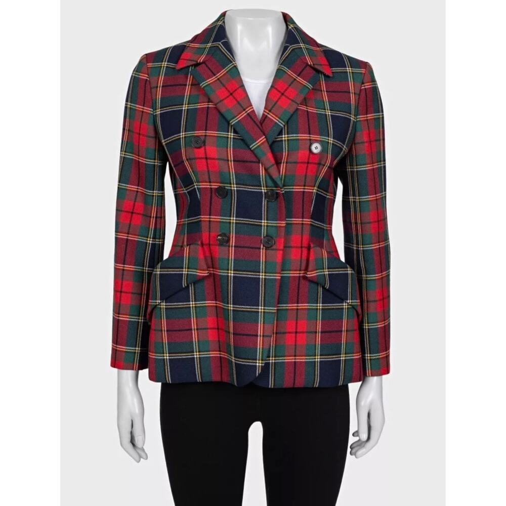 Christian Dior 2019 Tartan Fitted Wool Jacket Sz 40